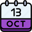 calendar, october, thirteen, date, monthly, time, and, month, schedule 