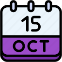 calendar, october, fifteen, date, monthly, time, and, month, schedule