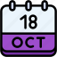 calendar, october, eighteen, date, monthly, time, and, month, schedule 