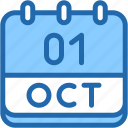 calendar, october, one, 1, date, monthly, time, month, schedule