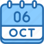 calendar, october, six, date, monthly, time, and, month, schedule 