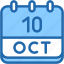 calendar, october, ten, date, monthly, time, and, month, schedule 