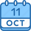 calendar, october, eleven, date, monthly, time, and, month, schedule 