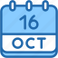 calendar, october, sixteen, date, monthly, time, and, month, schedule 