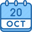 calendar, october, twenty, date, monthly, time, and, month, schedule