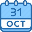 calendar, october, thirty, one, date, monthly, time, month, schedule