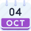 calendar, october, four, date, monthly, time, and, month, schedule 