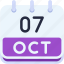 calendar, october, seven, date, monthly, time, and, month, schedule 