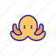 four, marine, mollusk, ocean, octopus, small, tentacles 
