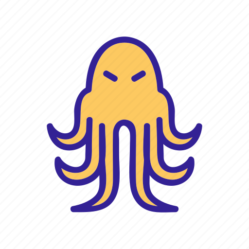 Angry, long, mollusk, ocean, octopus, squid, tentacles icon - Download on Iconfinder