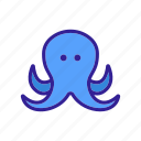 adult, four, marine, mollusk, ocean, octopus, tentacles