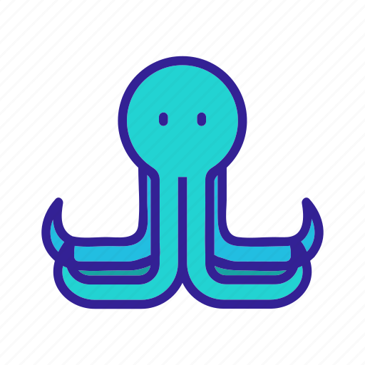 Four, long, mollusk, ocean, octopus, squid, tentacles icon - Download on Iconfinder