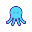headed, mollusk, octopus, short, squid, tentacles