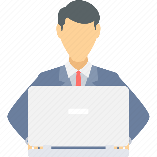 Man, working, avatar, business, laptop, male, employee icon - Download on Iconfinder