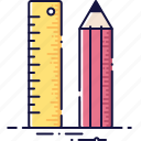dimension, draw, math, measurement, pen, pencil, ruler