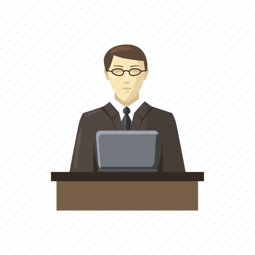 Businessman, cartoon, computer, desk, male, office, worker icon - Download on Iconfinder