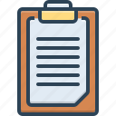 clipboard, document, report, survey, notepad, memo, timetable, checklist