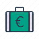 bag, briefcase, currency, euro, portfolio
