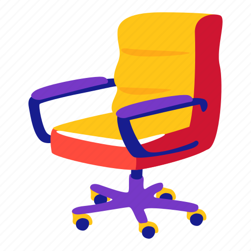 Desk, chair, office, material, illustration, stickers, sticker icon - Download on Iconfinder