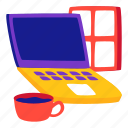 laptop, computer, office, material, illustration, stickers, sticker
