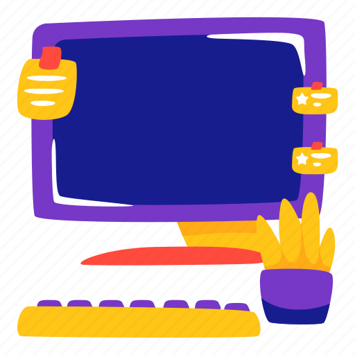 Monitor, computer, material, office, illustration, stickers, sticker icon - Download on Iconfinder