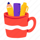 pencil, case, office, material, illustration, stickers, sticker
