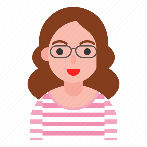 Female, glasses, stripe, user, woman icon - Download on Iconfinder