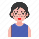 avatar, female, girl, glasses, short hair