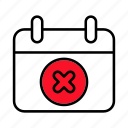 calendar, remove, cancel, event, close
