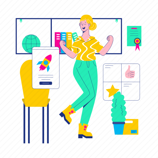 Office, job, workplace, employee, character, presentation, desk illustration - Download on Iconfinder