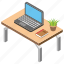 employee desk, laptop, office desk, office table, workplace 