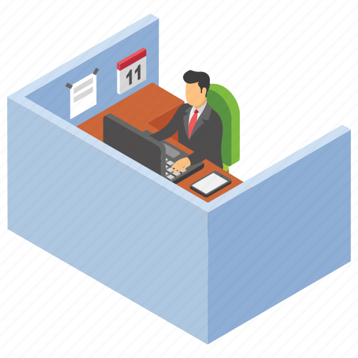 Employee desk, office area, office cabin, office desk, workplace icon - Download on Iconfinder