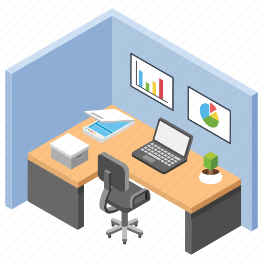 Employee Desk Office Area Office Cabin Office Desks Workplace Icon