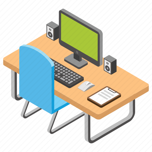 Computer desk, computer table, employee table, office workplace, working table, workplace icon - Download on Iconfinder