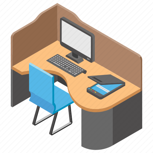 Employee desk, office area, office cabin, office desks, workplace icon - Download on Iconfinder
