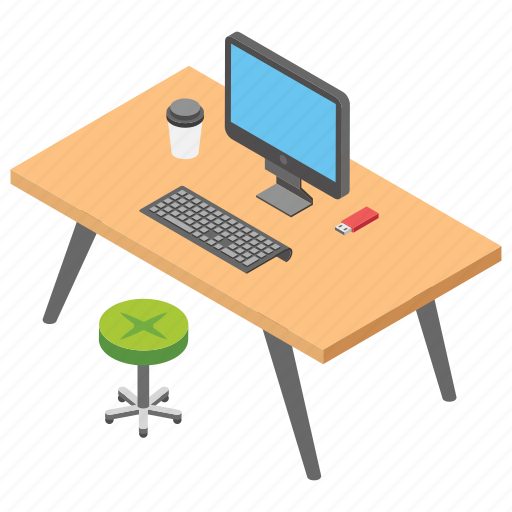 Computer desk, computer table, employee table, office workplace, working table, workplace icon - Download on Iconfinder