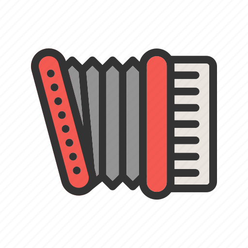 Accordion, instrument, keyboard, music, musical, musician, red icon - Download on Iconfinder
