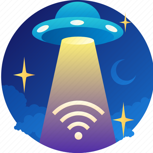 Abduction, flying saucer, not found, ufo, wifi, onboarding icon - Download on Iconfinder