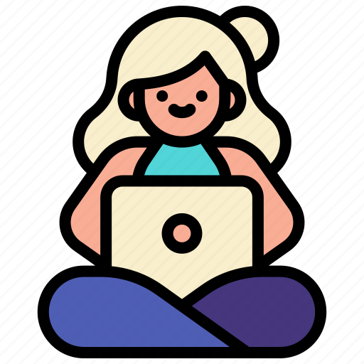 Businesswoman, online, business, computer, wfh, studying, working icon - Download on Iconfinder