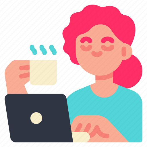 Working, woman, business, online, success, wfh, coffee icon - Download on Iconfinder