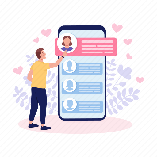 Looking for love, swiping profiles, dating app, online dating illustration - Download on Iconfinder
