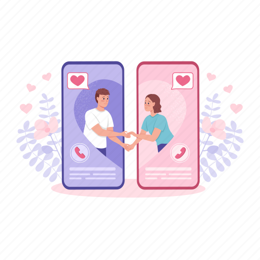 Online relationship, couple in love, meeting soulmate, dating app illustration - Download on Iconfinder