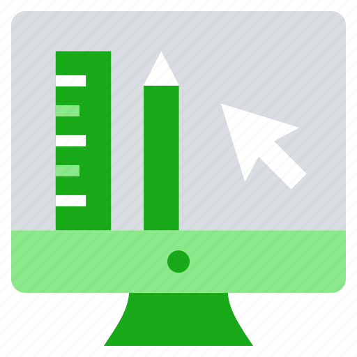 Arrow, drawing, education, lcd, online education, pencil, ruler icon - Download on Iconfinder