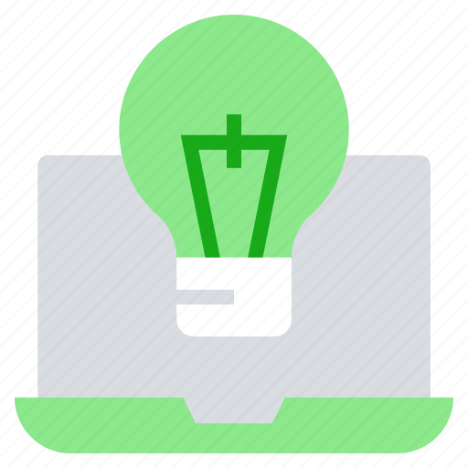 Bulb, creative, education, idea, laptop, light, online education icon - Download on Iconfinder