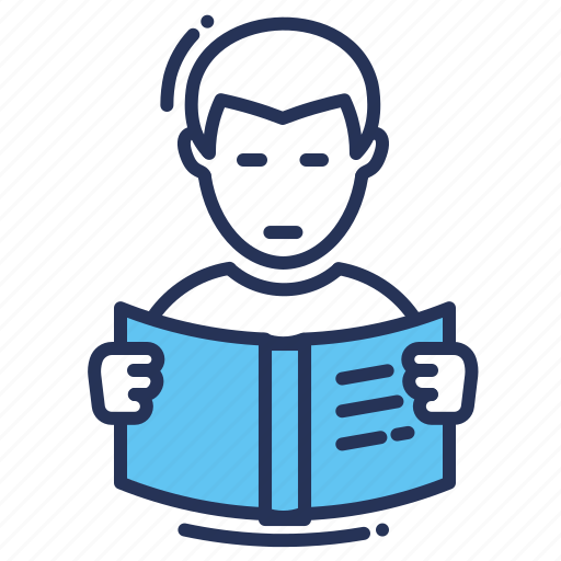 Male, reading, studying, workbook icon - Download on Iconfinder