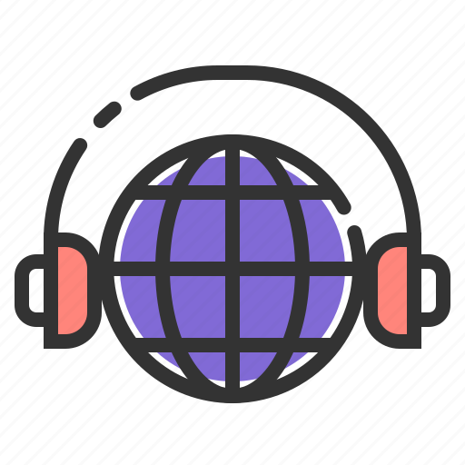 Audio, elearning, globe, headphone, online learning, study icon - Download on Iconfinder