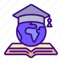 graduation, cap, book, world, online, learning, education