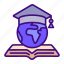 graduation, cap, book, world, online, learning, education 