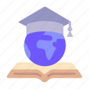 graduation, cap, book, world, online, learning, education