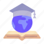 graduation, cap, book, world, online, learning, education 